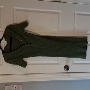 Full Circle Trends buttoned sweater dress. Sage green
